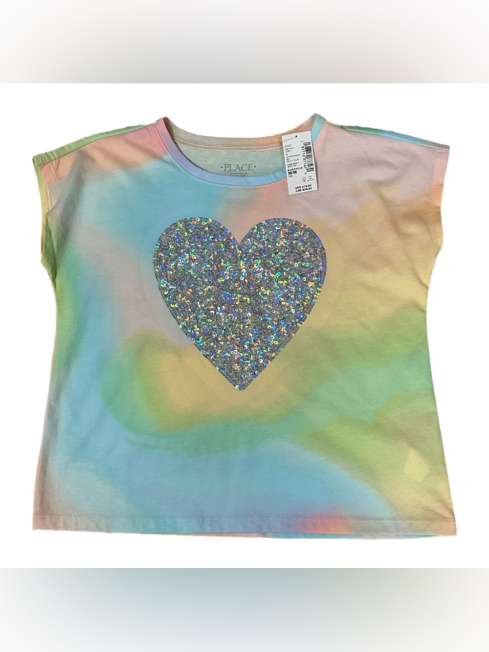 Multicolor Girls Short Sleeve Heart Shirt Size 7/8